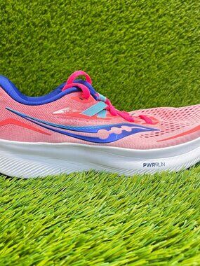 Saucony Ride 15 Womens Size 10 Pink Blue White Athletic Running Shoes Sneakers